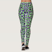 Luipaard Print Groen Paarse Roze Zwart Leggings (Achterkant)