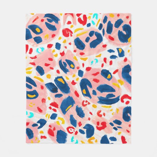 Luipaard print: handgeschilderde waterverf. fleece deken (Voorkant)
