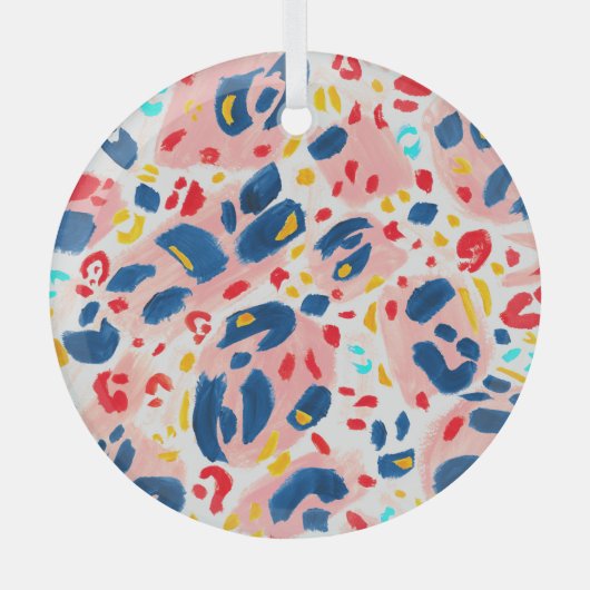 Luipaard print: handgeschilderde waterverf. glas ornament (Voorkant)