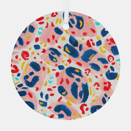 Luipaard print: handgeschilderde waterverf. glas ornament (Achterkant)