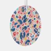 Luipaard print: handgeschilderde waterverf. glas ornament (Voorkant Rechts)