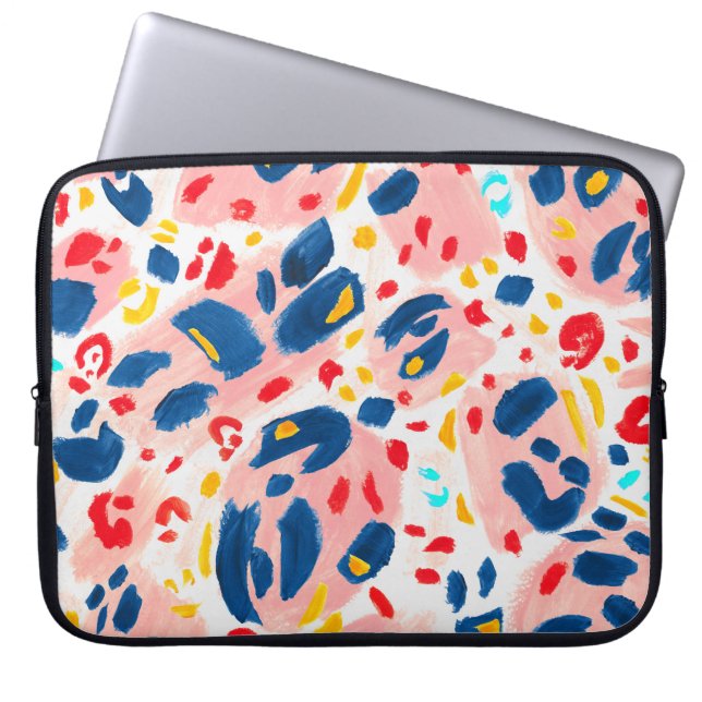 Luipaard print: handgeschilderde waterverf. laptop sleeve (Voorkant)