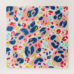 Luipaard print: handgeschilderde waterverf. legpuzzel