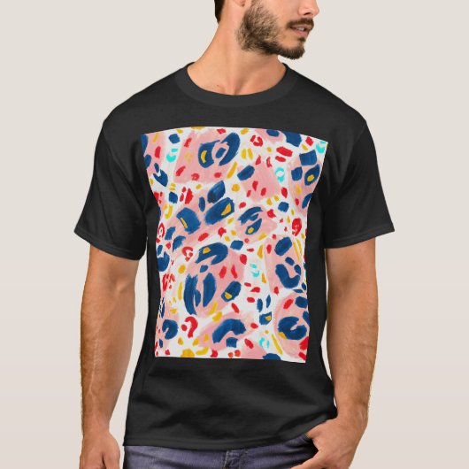 Luipaard print: handgeschilderde waterverf. t-shirt (Voorkant)