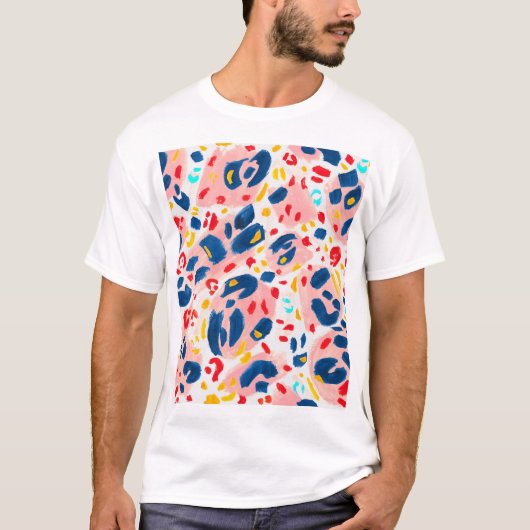 Luipaard print: handgeschilderde waterverf. t-shirt (Voorkant)
