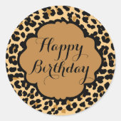 Luipaard Print Happy Birthday Stickers (Voorkant)