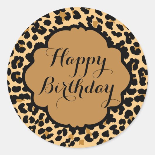 Luipaard Print Happy Birthday Stickers (Voorkant)