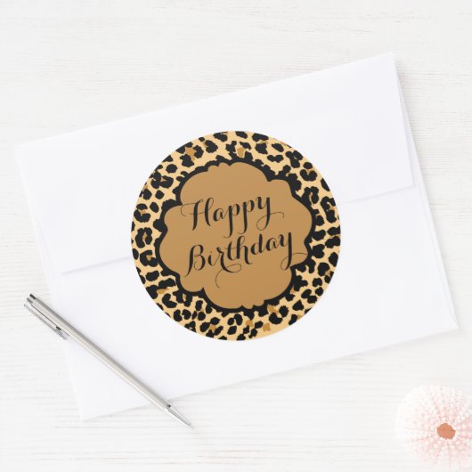 Luipaard Print Happy Birthday Stickers (Envelop)
