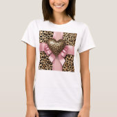 Luipaard Print Hart Roze Lint T-shirt (Voorkant)
