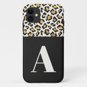 Luipaard print initiaal typografie vet modern goud Case-Mate iPhone case