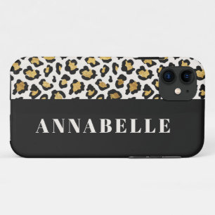 Luipaard print initiaal typografie vet modern goud Case-Mate iPhone case