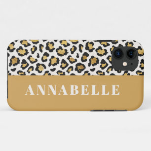 Luipaard print initiaal typografie vet modern goud Case-Mate iPhone case