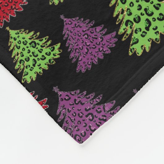 Luipaard Print Kerst Kleurrijke Bomen patroon Fleece Deken (Hoek)