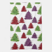 Luipaard print kleurrijke kerstbomen theedoek (Verticaal)