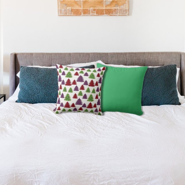 Luipaard Print Kleurrijke Vrolijke Kerstbomen Kussen (Creator heeft geüpload)