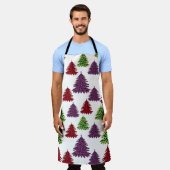 Luipaard Print Kleurrijke Vrolijke Kerstbomen Schort (Gedragen)