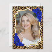Luipaard Print Koninklijk Blauw Foto 50e Verjaarda Kaart (Achterkant)