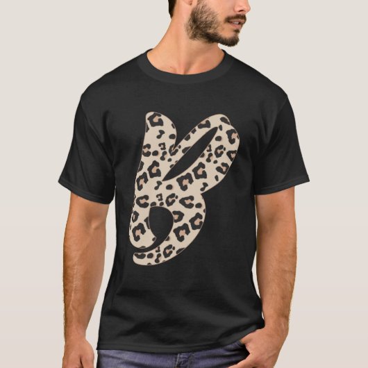 Luipaard Print Leuk Initiaal Letter B Monogram Adu T-shirt (Voorkant)
