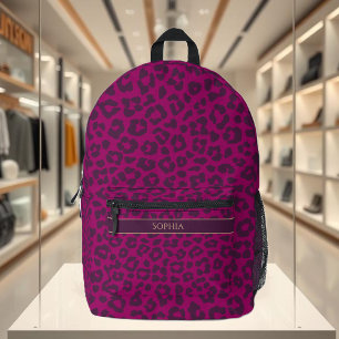 Luipaard print-magenta- bedrukte rugzak