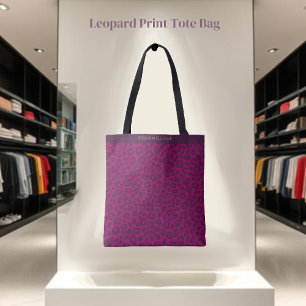 Luipaard print-magenta- tote bag