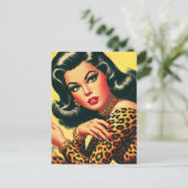  luipaard print meisje briefkaart (Staand voorkant)