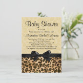 Luipaard Print met Bow Girl Baby shower Invitation Kaart (Staand voorkant)