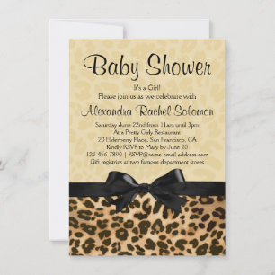 Luipaard Print met Bow Girl Baby shower Invitation Kaart