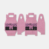 Luipaard print met roze boog en glitters bedankdoosjes (Uitgevouwen)