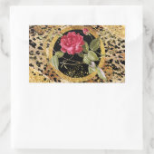 Luipaard print met rozen en gouden glitter rechthoekige sticker (Tas)