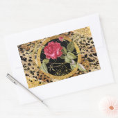 Luipaard print met rozen en gouden glitter rechthoekige sticker (Envelop)