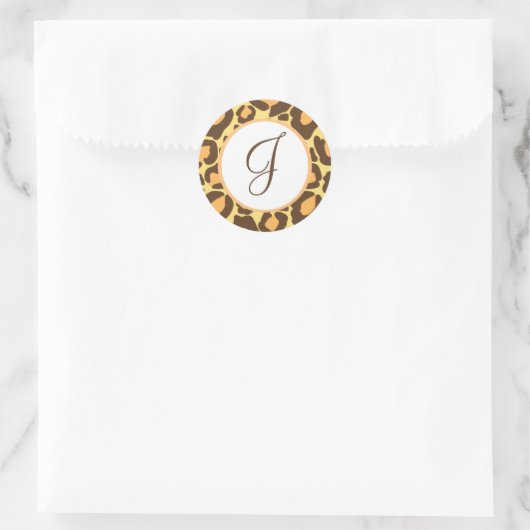 Luipaard print monogram ronde sticker (Tas)