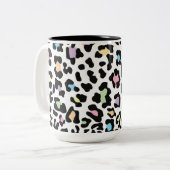 Luipaard Print Multi kleuren Tweekleurige Koffiemok (Voorkant links)