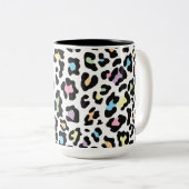 Luipaard Print Multi kleuren Tweekleurige Koffiemok (Voorkant rechts)