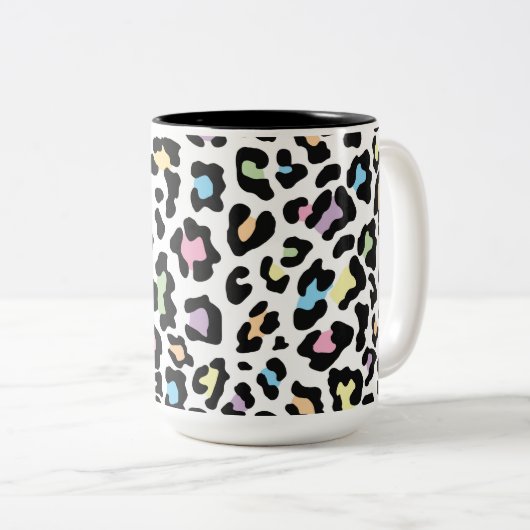 Luipaard Print Multi kleuren Tweekleurige Koffiemok (Voorkant rechts)