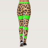 Luipaard Print Neon Groen Gestreepte Vrouwen Leggi Leggings (Achterkant)
