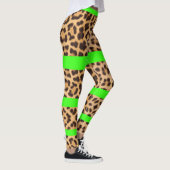 Luipaard Print Neon Groen Gestreepte Vrouwen Leggi Leggings (Rechts)
