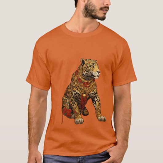 Luipaard print op designer t-shirt (Voorkant)