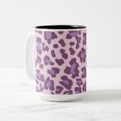 Luipaard Print Paarse en Lavendel Tweekleurige Koffiemok (Voorkant links)