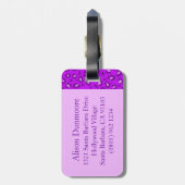Luipaard print paarse monogram bagagelabel (Achterkant verticaal)