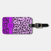 Luipaard print paarse zwart monogram bagagelabel (Voorkant horizontaal)