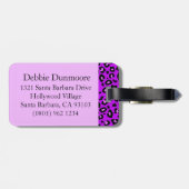 Luipaard print paarse zwart monogram bagagelabel (Achterkant horizontaal)