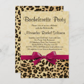 Luipaard Print Roze Bachelorette Party Uitnodiging (Voorkant / Achterkant)