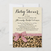 Luipaard Print Roze Bow Meisje Baby shower Invitat Kaart (Voorkant)