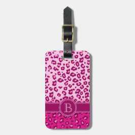 Luipaard print roze monogram bagagelabel