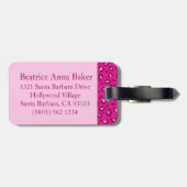 Luipaard print roze monogram bagagelabel (Achterkant horizontaal)