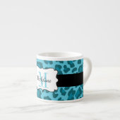 Luipaard Print Shades of Blue Espresso Mok (Voorkant rechts)