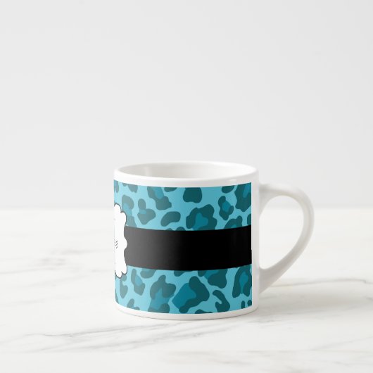 Luipaard Print Shades of Blue Espresso Mok (Rechts)