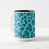 Luipaard Print Shades of Blue Tweekleurige Koffiemok (Voorkant links)