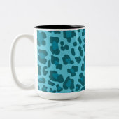 Luipaard Print Shades of Blue Tweekleurige Koffiemok (Links)