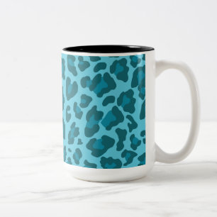 Luipaard Print Shades of Blue Tweekleurige Koffiemok